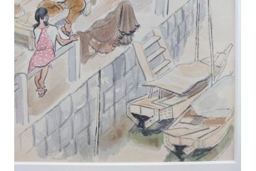 真作　洋画家・版画家　和田三造　「虚無僧」 「舟やど」 「花売り」　ノスタルジーな雰囲気を感じる木版画3点セット(昭和職業絵尽、京都版画院、絵画、人物、職業、女性、男性、子供、動物、壁掛け、額装、外箱付き)(R-079124)　