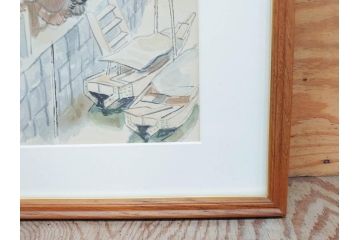 真作　洋画家・版画家　和田三造　「虚無僧」 「舟やど」 「花売り」　ノスタルジーな雰囲気を感じる木版画3点セット(昭和職業絵尽、京都版画院、絵画、人物、職業、女性、男性、子供、動物、壁掛け、額装、外箱付き)(R-079124)　