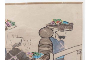 真作　洋画家・版画家　和田三造　「虚無僧」 「舟やど」 「花売り」　ノスタルジーな雰囲気を感じる木版画3点セット(昭和職業絵尽、京都版画院、絵画、人物、職業、女性、男性、子供、動物、壁掛け、額装、外箱付き)(R-079124)　