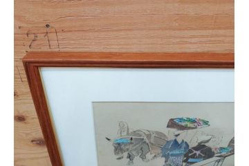 真作　洋画家・版画家　和田三造　「虚無僧」 「舟やど」 「花売り」　ノスタルジーな雰囲気を感じる木版画3点セット(昭和職業絵尽、京都版画院、絵画、人物、職業、女性、男性、子供、動物、壁掛け、額装、外箱付き)(R-079124)　