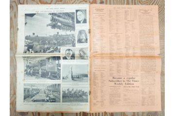 アンティーク　戦前　1936年　イギリス　THE TIMES WEEKLY EDITION　英字新聞46部(英国、広告、カラー、白黒、ディスプレイ、情報誌、ニュースペーパー、newspaper)(R-079125)　