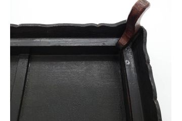 時代物　李朝　朝鮮　中国　ちりばめられた螺鈿細工が見事な平卓(ラデン、花台、ミニテーブル、飾り台、木製、中国美術)(R-079132)