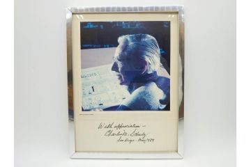 1989年　Charles M. Schulz(チャールズ M. シュルツ)　Snoopy(スヌーピー)　PEANUTS(ピーナッツ)　サイン写真&ガラス板2点セット(ケース付き、ディスプレイ、サイン入り、額装)(R-079134)