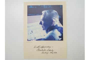 1989年　Charles M. Schulz(チャールズ M. シュルツ)　Snoopy(スヌーピー)　PEANUTS(ピーナッツ)　サイン写真&ガラス板2点セット(ケース付き、ディスプレイ、サイン入り、額装)(R-079134)