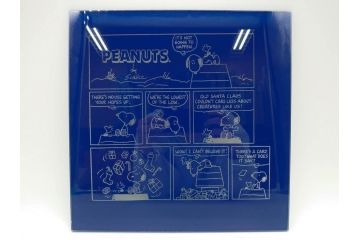 1989年　Charles M. Schulz(チャールズ M. シュルツ)　Snoopy(スヌーピー)　PEANUTS(ピーナッツ)　サイン写真&ガラス板2点セット(ケース付き、ディスプレイ、サイン入り、額装)(R-079134)