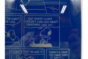 1989年　Charles M. Schulz(チャールズ M. シュルツ)　Snoopy(スヌーピー)　PEANUTS(ピーナッツ)　サイン写真&ガラス板2点セット(ケース付き、ディスプレイ、サイン入り、額装)(R-079134)