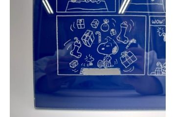 1989年　Charles M. Schulz(チャールズ M. シュルツ)　Snoopy(スヌーピー)　PEANUTS(ピーナッツ)　サイン写真&ガラス板2点セット(ケース付き、ディスプレイ、サイン入り、額装)(R-079134)