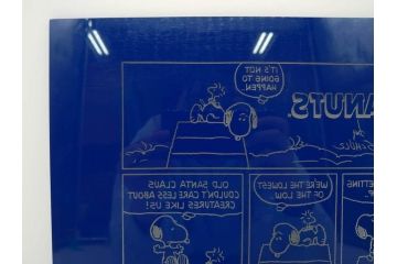 1989年　Charles M. Schulz(チャールズ M. シュルツ)　Snoopy(スヌーピー)　PEANUTS(ピーナッツ)　サイン写真&ガラス板2点セット(ケース付き、ディスプレイ、サイン入り、額装)(R-079134)