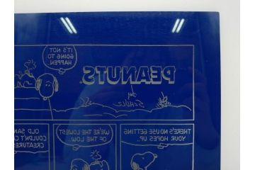 1989年　Charles M. Schulz(チャールズ M. シュルツ)　Snoopy(スヌーピー)　PEANUTS(ピーナッツ)　サイン写真&ガラス板2点セット(ケース付き、ディスプレイ、サイン入り、額装)(R-079134)