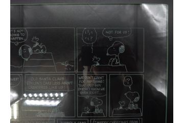 1989年　Charles M. Schulz(チャールズ M. シュルツ)　Snoopy(スヌーピー)　PEANUTS(ピーナッツ)　サイン写真&ガラス板2点セット(ケース付き、ディスプレイ、サイン入り、額装)(R-079134)