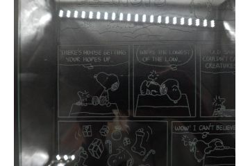 1989年　Charles M. Schulz(チャールズ M. シュルツ)　Snoopy(スヌーピー)　PEANUTS(ピーナッツ)　サイン写真&ガラス板2点セット(ケース付き、ディスプレイ、サイン入り、額装)(R-079134)