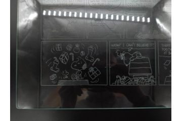 1989年　Charles M. Schulz(チャールズ M. シュルツ)　Snoopy(スヌーピー)　PEANUTS(ピーナッツ)　サイン写真&ガラス板2点セット(ケース付き、ディスプレイ、サイン入り、額装)(R-079134)