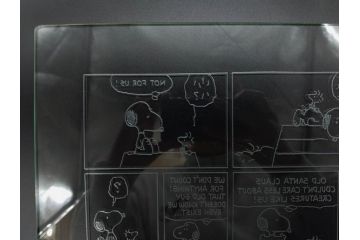 1989年　Charles M. Schulz(チャールズ M. シュルツ)　Snoopy(スヌーピー)　PEANUTS(ピーナッツ)　サイン写真&ガラス板2点セット(ケース付き、ディスプレイ、サイン入り、額装)(R-079134)