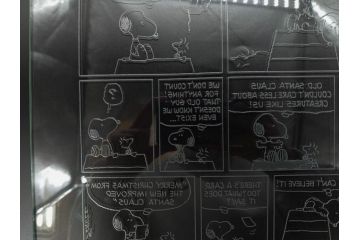 1989年　Charles M. Schulz(チャールズ M. シュルツ)　Snoopy(スヌーピー)　PEANUTS(ピーナッツ)　サイン写真&ガラス板2点セット(ケース付き、ディスプレイ、サイン入り、額装)(R-079134)