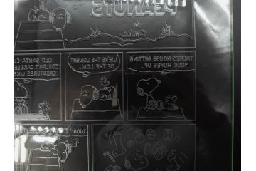 1989年　Charles M. Schulz(チャールズ M. シュルツ)　Snoopy(スヌーピー)　PEANUTS(ピーナッツ)　サイン写真&ガラス板2点セット(ケース付き、ディスプレイ、サイン入り、額装)(R-079134)