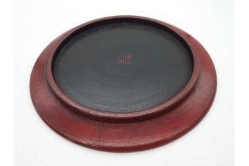 鎌倉彫　彫刻　木製　漆器　和の雰囲気を演出する銘々盆9枚セット(博古堂?、梅、桜、銀杏、紅葉、花、共箱付き)(R-079136)