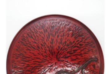 鎌倉彫　彫刻　木製　漆器　和の雰囲気を演出する銘々盆9枚セット(博古堂?、梅、桜、銀杏、紅葉、花、共箱付き)(R-079136)
