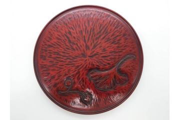 鎌倉彫　彫刻　木製　漆器　和の雰囲気を演出する銘々盆9枚セット(博古堂?、梅、桜、銀杏、紅葉、花、共箱付き)(R-079136)