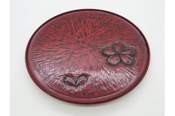 鎌倉彫　彫刻　木製　漆器　和の雰囲気を演出する銘々盆9枚セット(博古堂?、梅、桜、銀杏、紅葉、花、共箱付き)(R-079136)