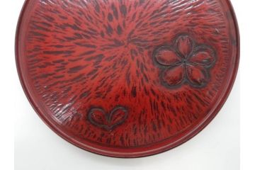 鎌倉彫　彫刻　木製　漆器　和の雰囲気を演出する銘々盆9枚セット(博古堂?、梅、桜、銀杏、紅葉、花、共箱付き)(R-079136)