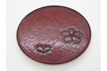 鎌倉彫　彫刻　木製　漆器　和の雰囲気を演出する銘々盆9枚セット(博古堂?、梅、桜、銀杏、紅葉、花、共箱付き)(R-079136)