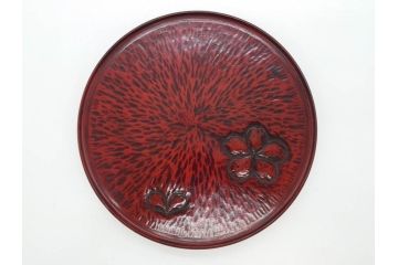 鎌倉彫　彫刻　木製　漆器　和の雰囲気を演出する銘々盆9枚セット(博古堂?、梅、桜、銀杏、紅葉、花、共箱付き)(R-079136)