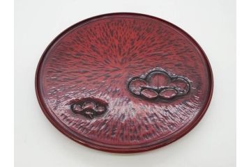 鎌倉彫　彫刻　木製　漆器　和の雰囲気を演出する銘々盆9枚セット(博古堂?、梅、桜、銀杏、紅葉、花、共箱付き)(R-079136)