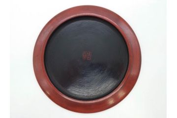 鎌倉彫　彫刻　木製　漆器　和の雰囲気を演出する銘々盆9枚セット(博古堂?、梅、桜、銀杏、紅葉、花、共箱付き)(R-079136)