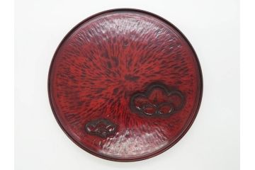 鎌倉彫　彫刻　木製　漆器　和の雰囲気を演出する銘々盆9枚セット(博古堂?、梅、桜、銀杏、紅葉、花、共箱付き)(R-079136)