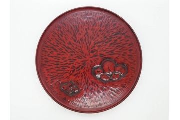 鎌倉彫　彫刻　木製　漆器　和の雰囲気を演出する銘々盆9枚セット(博古堂?、梅、桜、銀杏、紅葉、花、共箱付き)(R-079136)