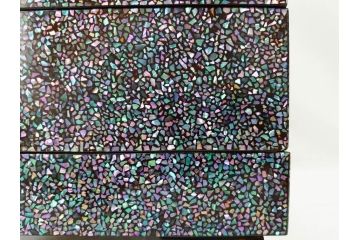 時代物　螺鈿(ラデン)　星をちりばめたような眩い脚付き五段重箱(漆器、木製、お重)(R-079137)