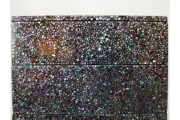 時代物　螺鈿(ラデン)　星をちりばめたような眩い脚付き五段重箱(漆器、木製、お重)(R-079137)