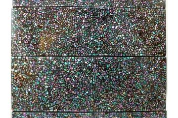 時代物　螺鈿(ラデン)　星をちりばめたような眩い脚付き五段重箱(漆器、木製、お重)(R-079137)