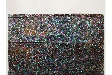 時代物　螺鈿(ラデン)　星をちりばめたような眩い脚付き五段重箱(漆器、木製、お重)(R-079137)