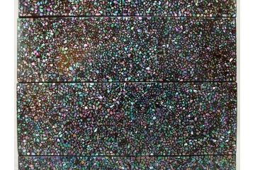 時代物　螺鈿(ラデン)　星をちりばめたような眩い脚付き五段重箱(漆器、木製、お重)(R-079137)