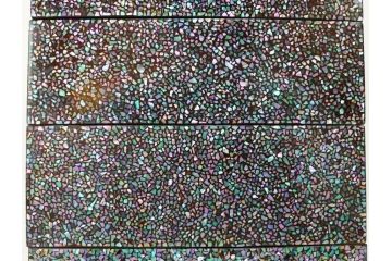 時代物　螺鈿(ラデン)　星をちりばめたような眩い脚付き五段重箱(漆器、木製、お重)(R-079137)
