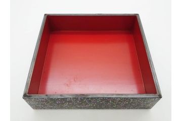 時代物　螺鈿(ラデン)　星をちりばめたような眩い脚付き五段重箱(漆器、木製、お重)(R-079137)