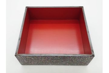時代物　螺鈿(ラデン)　星をちりばめたような眩い脚付き五段重箱(漆器、木製、お重)(R-079137)