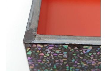 時代物　螺鈿(ラデン)　星をちりばめたような眩い脚付き五段重箱(漆器、木製、お重)(R-079137)