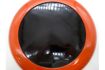 時代物　宮家　菊花紋章　雅なデザインが美しいお盆(金彩、木製、漆器、丸盆、トレー、トレイ、木皿、大皿、ボンボニエール、蝶、藤、唐草、鱗文、外箱付き)(R-079138)