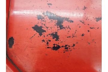 時代物　根来塗　時を重ねた風合いが魅力のお膳2客セット(角盆、漆器、木製、脚付き)(R-079139)