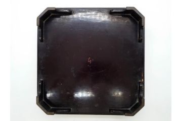 時代物　根来塗　時を重ねた風合いが魅力のお膳2客セット(角盆、漆器、木製、脚付き)(R-079139)