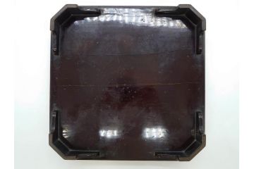 時代物　根来塗　時を重ねた風合いが魅力のお膳2客セット(角盆、漆器、木製、脚付き)(R-079139)