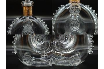 フランス　Baccarat　バカラ　REMY MARTIN(レミーマルタン ルイ13世)　CAMUS(カミュ)　高級感漂うデキャンタ3点セット(空ボトル、空き瓶、空瓶、デカンタ、酒器、飾りボトル、フルレッドクリスタルガラス、ディスプレイ、硝子)(R-079142)