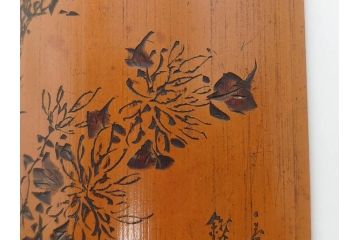 時代物　彫刻　繊細な彫りが魅力の茶合(花瓶の図、茶道具、煎茶道具、茶器、茶量、茶則、茶計、仙媒、茶媒、竹工芸)(R-079151)　