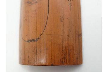 時代物　彫刻　繊細な彫りが魅力の茶合(花瓶の図、茶道具、煎茶道具、茶器、茶量、茶則、茶計、仙媒、茶媒、竹工芸)(R-079151)　