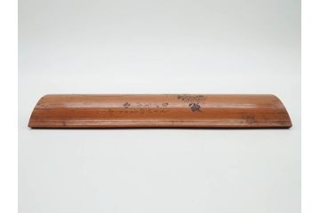 時代物　彫刻　繊細な彫りが魅力の茶合(花瓶の図、茶道具、煎茶道具、茶器、茶量、茶則、茶計、仙媒、茶媒、竹工芸)(R-079151)　