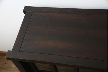 中古　美品!!　総栗材　浮造り仕上げ　上品な和を演出する五尺水屋箪笥サイドボード(収納棚、戸棚、サイドキャビネット、食器棚)(R-079153)