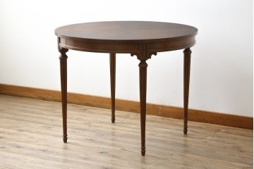 中古　DREXEL HERITAGE(ドレクセルヘリテイジ)　Et Cetera(エトセトラ)コレクション　優美なシルエットが目を引く小振りサイズのラウンドテーブル(ダイニングテーブル、丸テーブル、コーヒーテーブル、カフェテーブル)(R-079156)