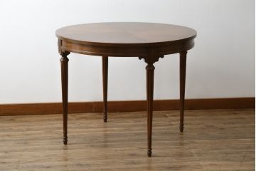 中古　DREXEL HERITAGE(ドレクセルヘリテイジ)　Et Cetera(エトセトラ)コレクション　優美なシルエットが目を引く小振りサイズのラウンドテーブル(ダイニングテーブル、丸テーブル、コーヒーテーブル、カフェテーブル)(R-079156)